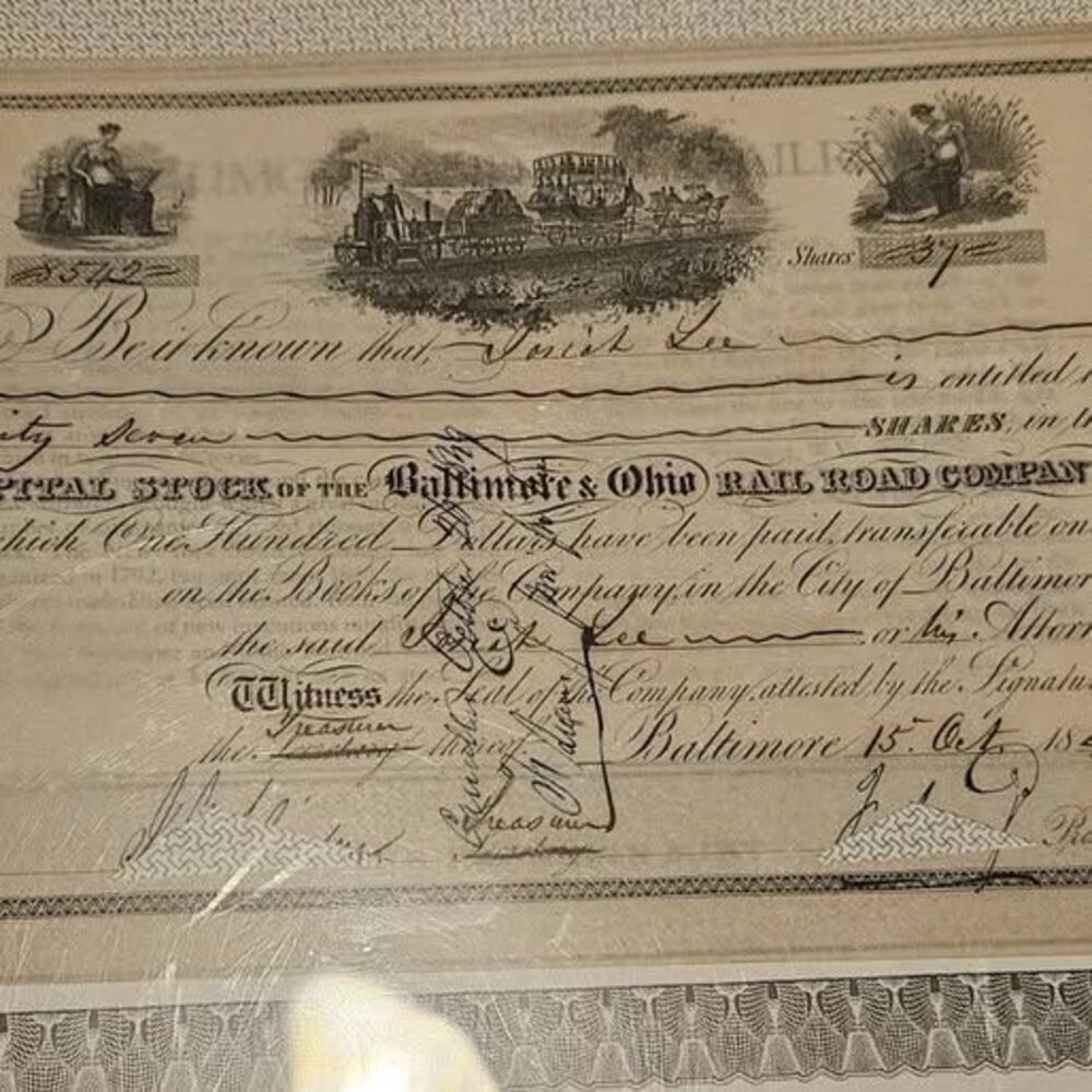 Baltimore & Ohio Rail Road Co. Pre Civil War - Stock Certificate